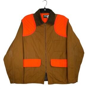 Vtg 80s Saf-Bak Made in USA Canvas Hunting Jacket XL Orange Blaze Duck Workwear